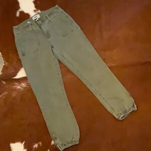Paige Mayslie Ankle Zip Jogger Utility Cargo Jeans Vintage Ivy Green, Size 25